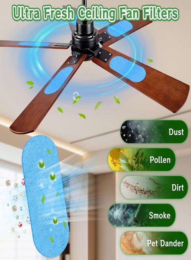 Enbabbor 15Pcs Ceiling Fan Air Purifier Filters, Activated Carbon Fiber Cotton, Odors & Allergens | Unscented, Universal Fit for All Fan Blades - Image 2