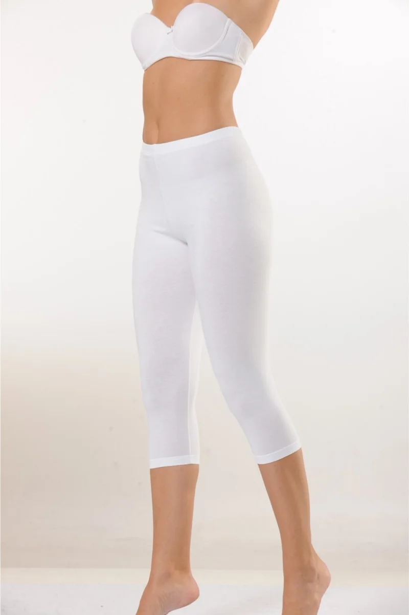 HMD 4001 Cotton Knee Length Capri Leggings - White
