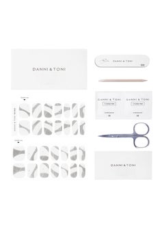 DANNI & TONI Semi Cured Gel Nail Strips Amazing Day Silver Gel Nail Stickers White Nail Wraps 28 Stickers  - Image 5