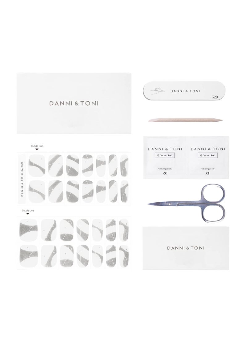 DANNI & TONI Semi Cured Gel Nail Strips French (Happy-Go-Lucky) Nude Gel Nail Stickers with White Tips 28 Stickers - Image 5