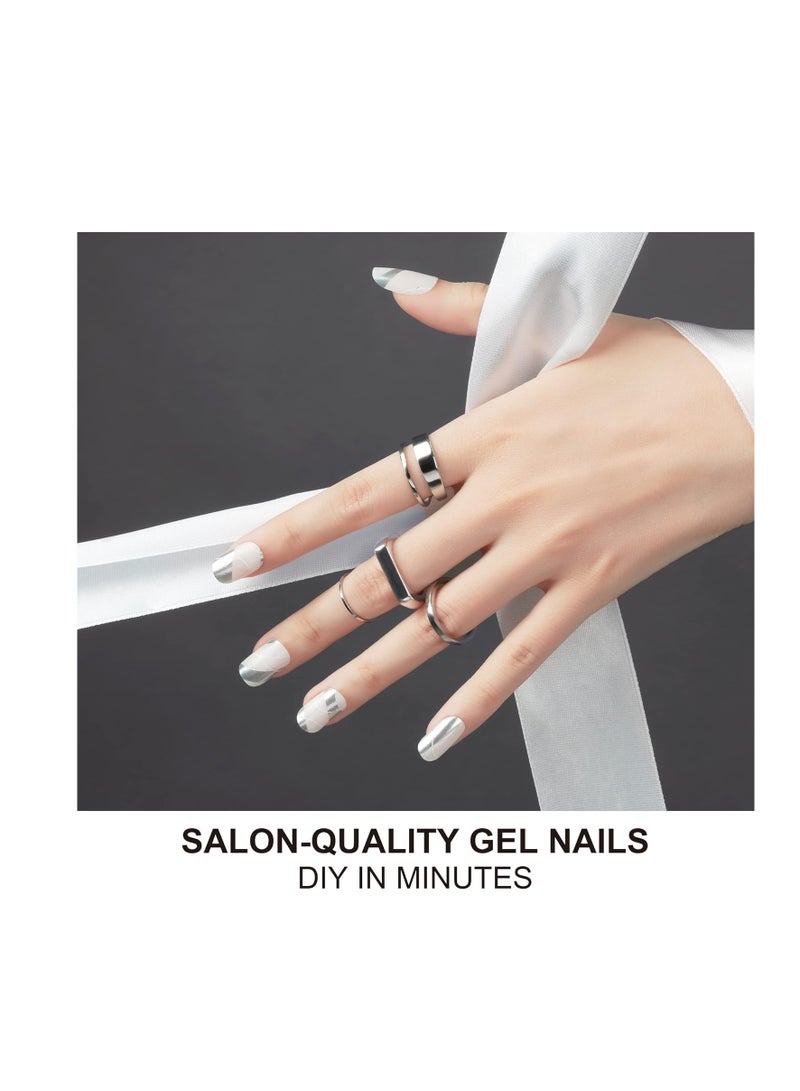 DANNI & TONI Semi Cured Gel Nail Strips French (Happy-Go-Lucky) Nude Gel Nail Stickers with White Tips 28 Stickers - Image 2