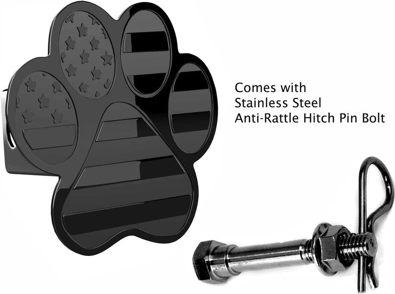 eVerHITCH Dog Paw Foot Metal Hitch Cover with Anti-Rattle Pin Bolt (Fits 2" Receiver, Black) - Image 5