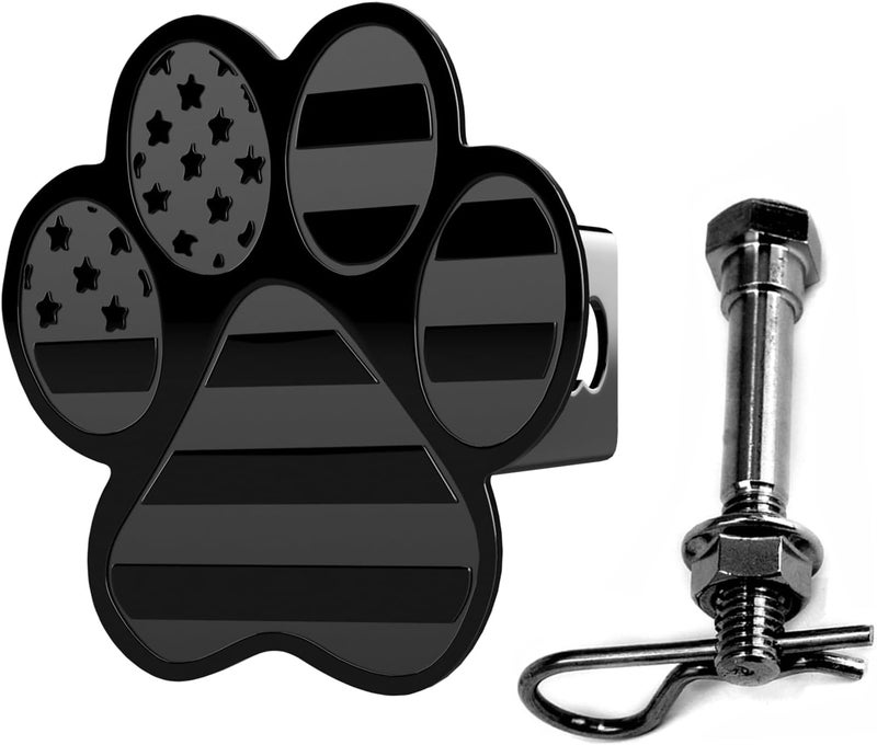 eVerHITCH Dog Paw Foot Metal Hitch Cover with Anti-Rattle Pin Bolt (Fits 2" Receiver, Black) - Image 1