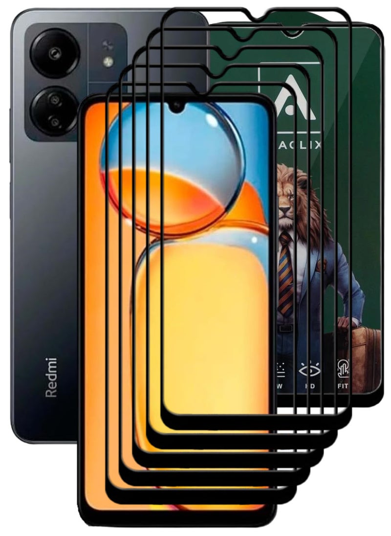 ACLIX 5 Pieces Antistatic ESD Dustproof Premium Quality High Definition Tempered Glass Screen Protector Designed For Xiaomi Redmi 13C - Image 1