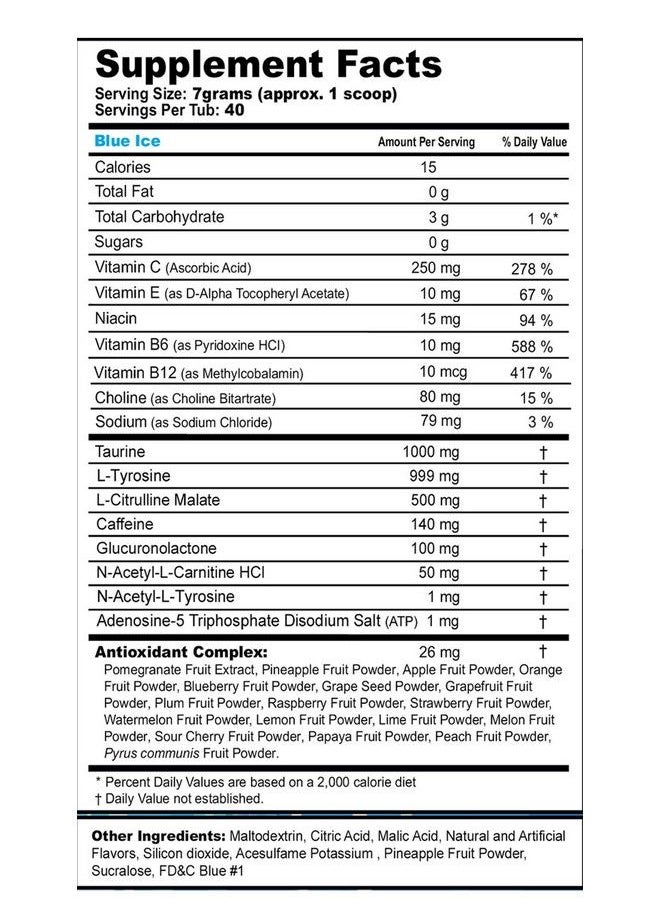 Gamma Labs - G Fuel Blue Ice Blue Raspberry Flavored Game Changing Elite Energy Powder Sharpens Mental Focus And Cognitive Function Zero Sugar Supports Immunity And Enhances Mood 9.8 Oz (40 Servings) - Image 1