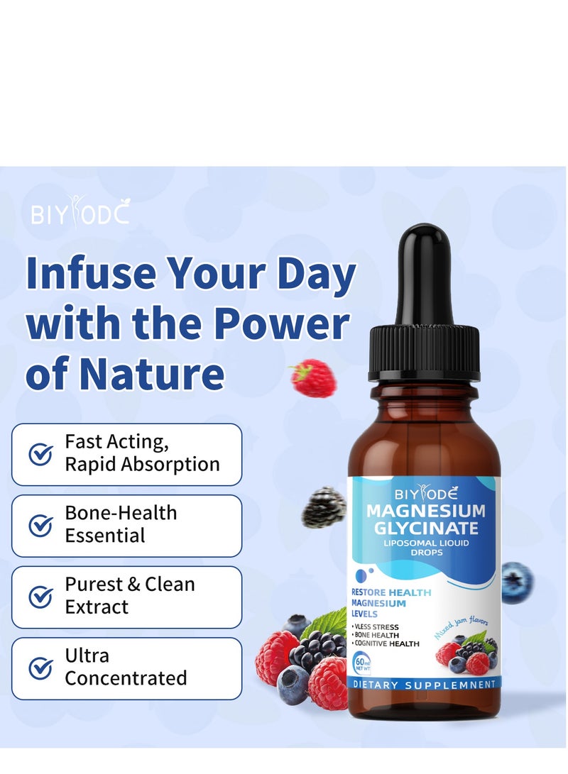 BIYODE Liquid Magnesium Glycinate Drops,1500mg Magnesium,Infuse Your Day With The Power Of Nature,Mixed Jam Flavor 60ml - Image 2