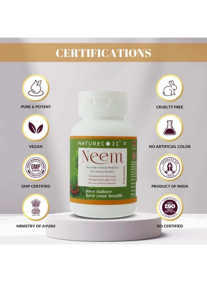 Nature Code Ayurvedic Neem Blood Purifier - 60 Veg Capsules, Natural Blood Purifier, Plant-Based Anti-Bacterial, Anti-Viral, With Immunity Boosting Properties, GMP & NPOP Certified Organic - Image 5
