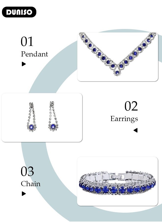 DUNISO 4Pcs Jewelry Set with Clutch Purse, Deluxe Bag for Light Luxury Dinner Party, Bridal Wedding Choker Bracelet, Luxury Necklace Earrings Bracelet, Women Rhinestone Evening Clutch Bag  - Image 2
