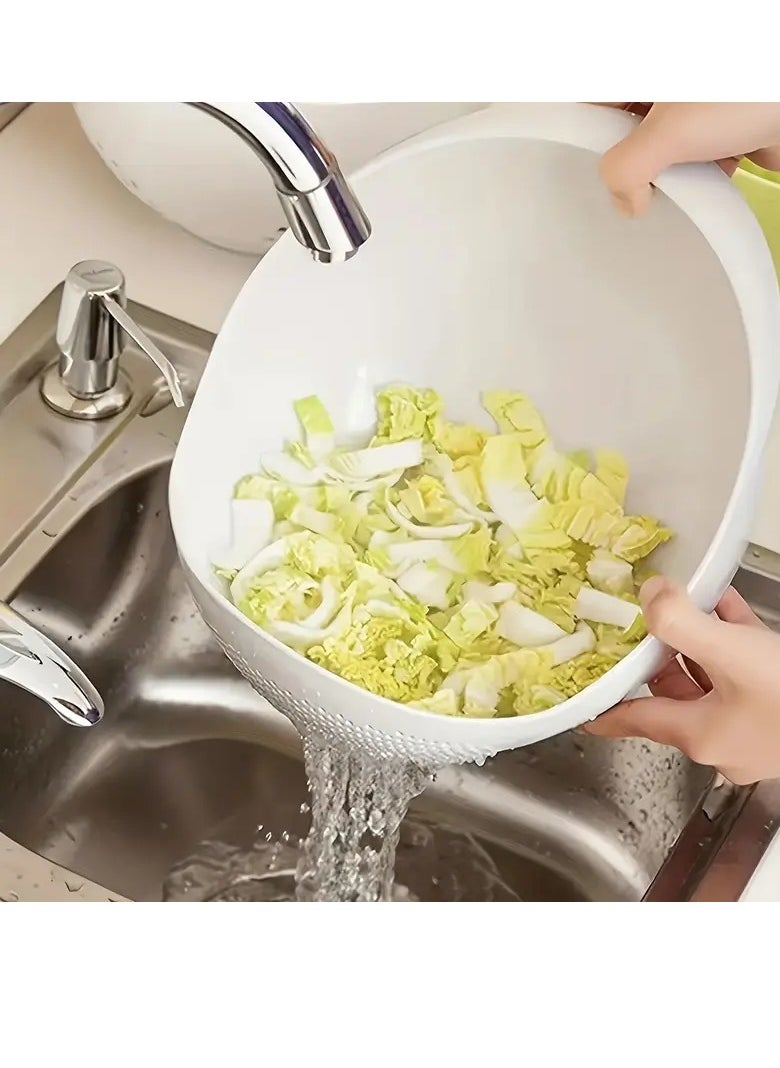 بامير مصفاة غسيل الأرز، مصفاة بلاستيكية لطعام الأرز والفواكه والخضروات، سلة مصفاة وعاء متعددة الوظائف، أداة غسيل فواكه الخضروات، حوض غسيل الخضروات  - Image 5