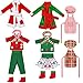 Jenaai 12 Pieces Christmas Elf Clothes Accessories Set Mini Outfit Include Elf Skirt Fluffy Vest Bathrobe Swing Sleeping Bag Scarf Apron Hats SocksCute Style - Image 4