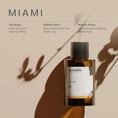 Scentify Miami Aroma Oil Refill Scent for Oil Diffusers - Creamy, Cashmere, Sandalwood, Musk Scents - Luxurious Relaxing Aromatherapy Diffuser Fragrance 100ml, 3.38 oz - Image 3