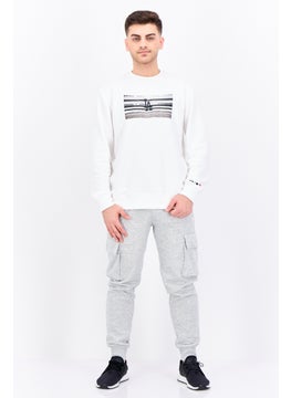 Champion Men Sportswear Fit Crew Neck Long Sleeve Sweatshirts, White  - Image 4