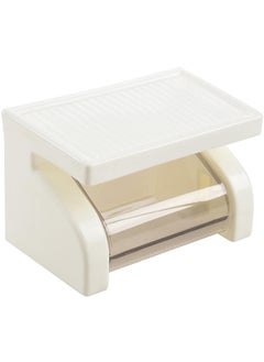APURK APURK Waterproof Tissue Paper Roll Holder with Phone Shelf Tissue Paper Box Cover Holder for Bathroom Accessories Wall Mounted Medium Plastic White Pack of 1  - Image 1