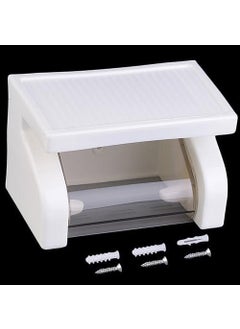 APURK APURK Waterproof Tissue Paper Roll Holder with Phone Shelf Tissue Paper Box Cover Holder for Bathroom Accessories Wall Mounted Medium Plastic White Pack of 1  - Image 5