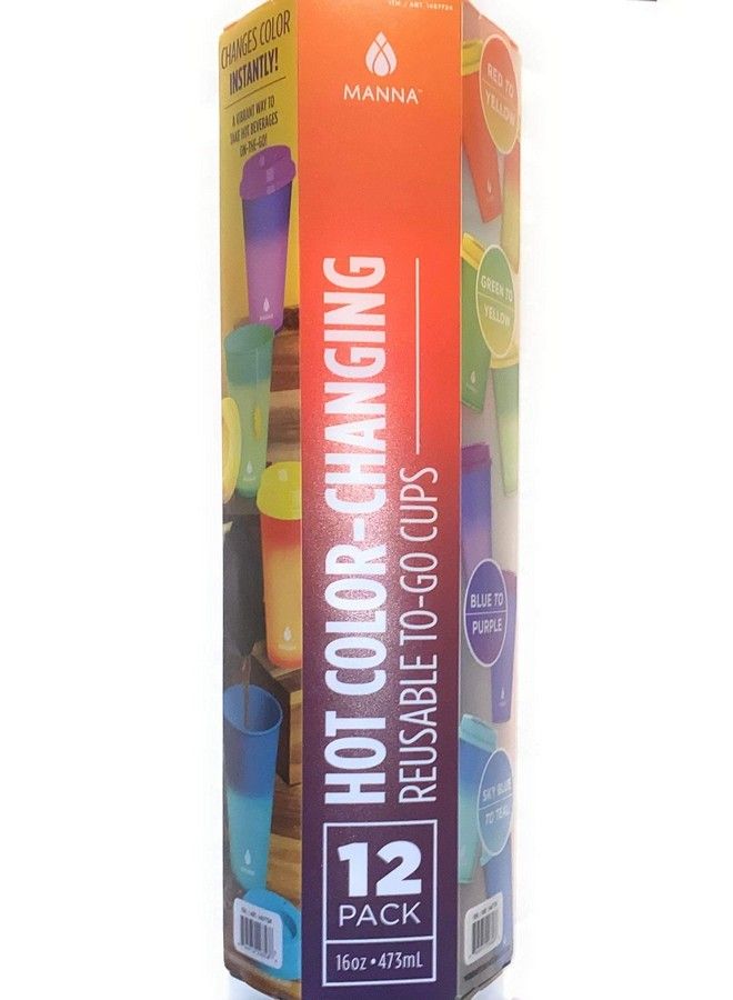 MANNA Plastic Hot Color Changing Togo Cups 12Pack 16 Ounces - Image 1