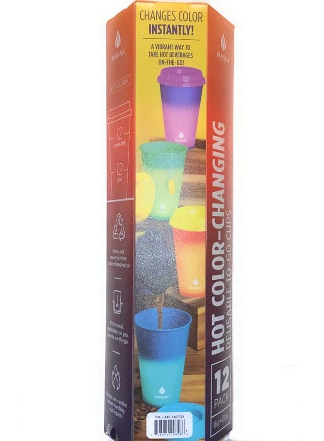 MANNA Plastic Hot Color Changing Togo Cups 12Pack 16 Ounces - Image 3