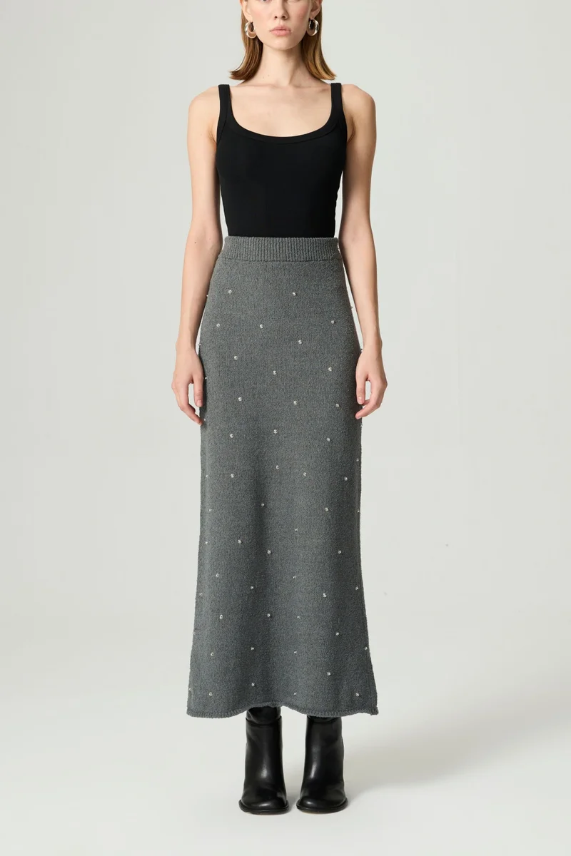 Embellished Knit Maxi Skirt