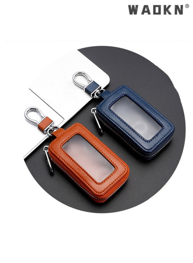WAOKN Sleek Korean Style Large Capacity Key Waist Bag, Household Mini Car Key Bag, Stylish Portable Waist-hanging Key Storage Pouch（brown） - Image 3