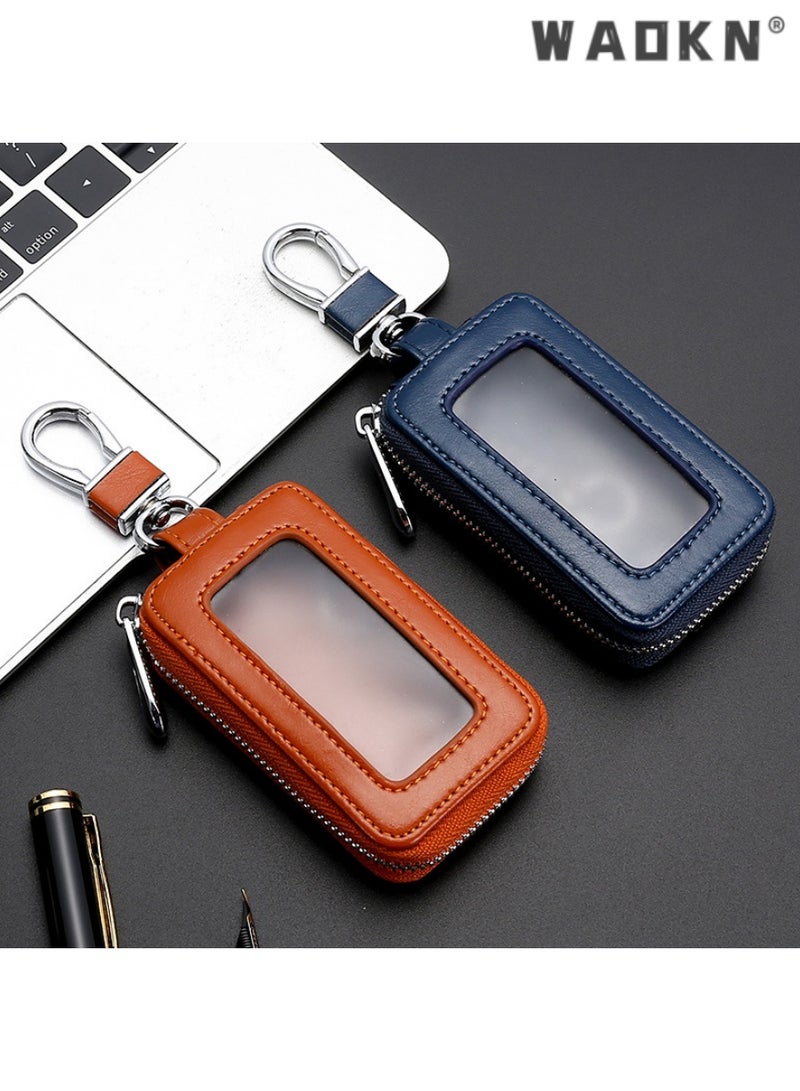 WAOKN Sleek Korean Style Large Capacity Key Waist Bag, Household Mini Car Key Bag, Stylish Portable Waist-hanging Key Storage Pouch（brown） - Image 4
