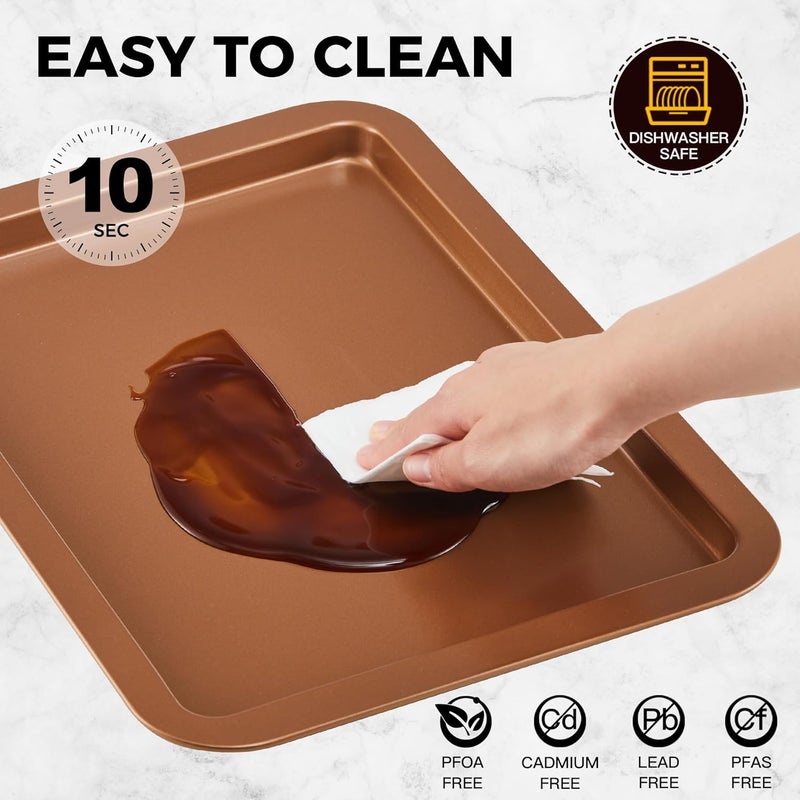 HONGBAKE Air Fryer Basket for Oven, 15.1"x10.6" Nonstick Baking Pan with Air Fry Crisper Tray, 2 Pieces Air Frying Accessories,Wide Edge, Copper - Image 5