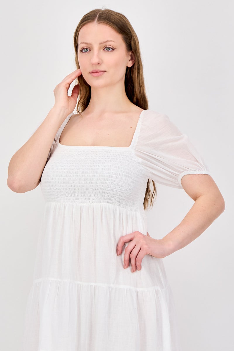 Willow & Whistle Women Plain Midi Dress, White - Image 2