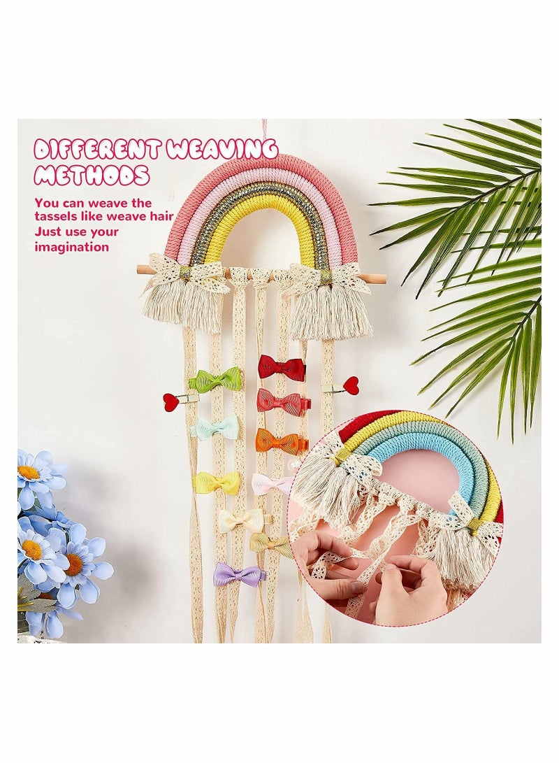Loquat Bow Organizer, Hair Bows Holder Rainbow Tassels Headband - Image 5