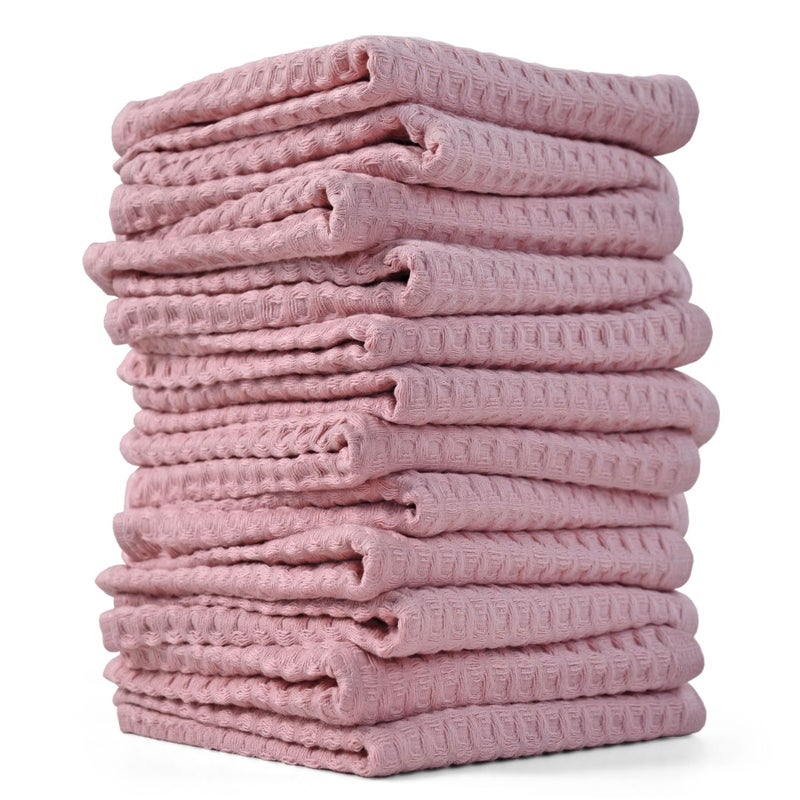 Cleanbear 100 Cotton Washcloths for Showering 12 Pack PalePink Wash Cloths Lightweight and Quick Drying Towels for Bathroom 13 x 13 Inches - Image 2