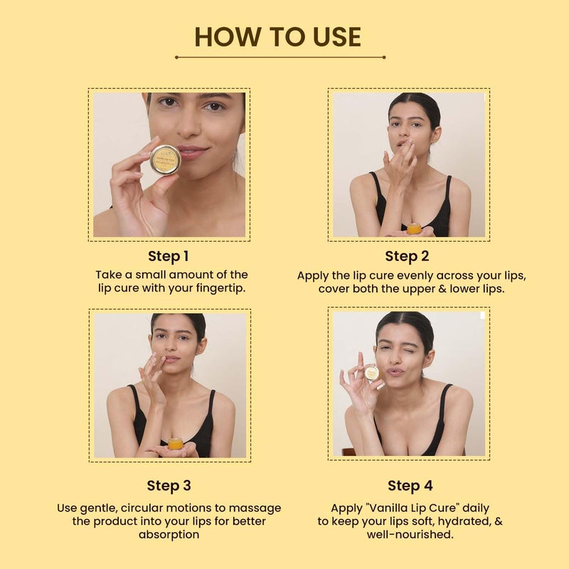 Mellow Herbals Ayurvedic Vanilla Lip Cure Cracked Dry Chapped Lips Care with Almond Oil Jasad Bhasma Deep Moisturization Nourishment Lip Balm for Men Women 12g - Image 3