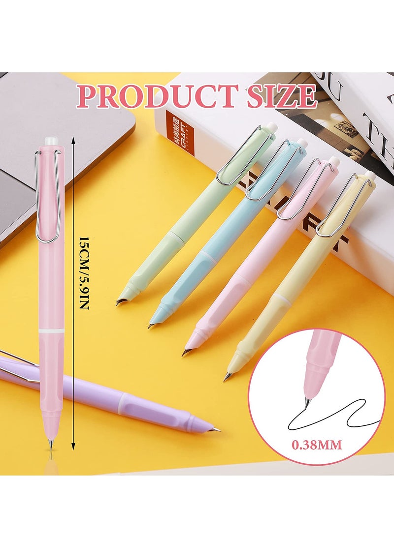 SYOSI - Retractable Fountain Pen, 5PCS 0.38mm Pastel Refillable Ink, Writing Pens Extra Fine Point Pen Smooth Writing, Aesthetics Fountain Pens for Writing Refillable for Journaling Calligraphy Gift Supplies - Image 1