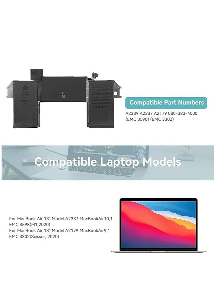 Terabyte Compatible Laptop Battery for MacBook Air 13" Model A2337 (M1, Late 2020) EMC 3598 MacBookAir10,1 MGN53LL/A MGN83LL/A MGN63LL/A MGN93LL/A MGN73LL/A MGNA3LL/A MGND3LL/A MGNE3LL/A MGN93LL/A MGN93LL/A - Image 3