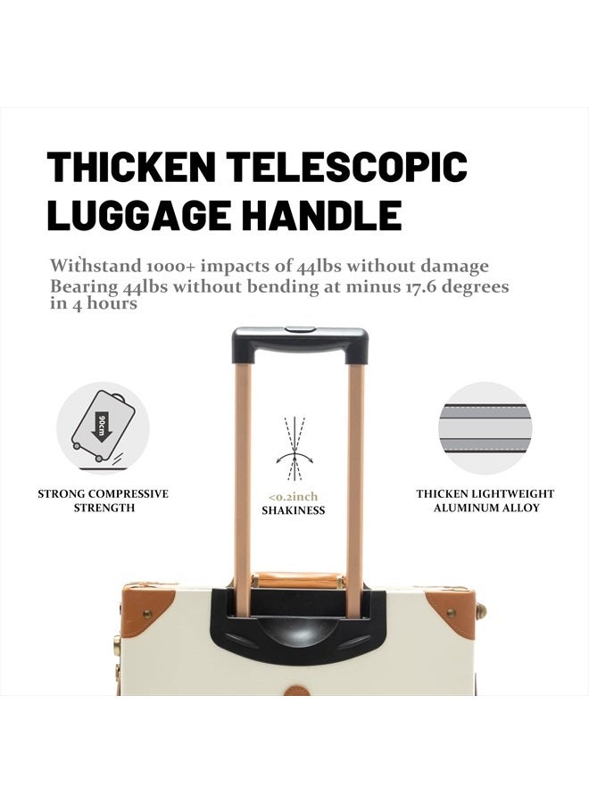 COTRUNKAGE Vintage Suitcase PU TSA Approved Carry On Luggage Sets 2 piece for Women, Pearl White  - Image 3