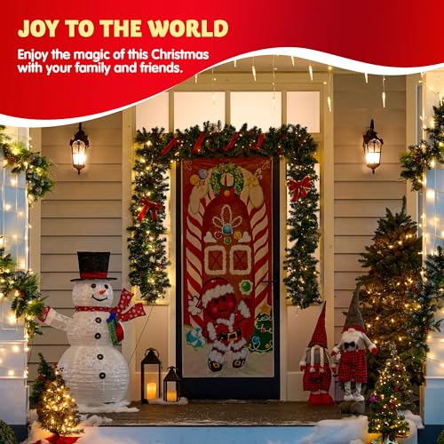 Joiedomi Christmas Gingerbread Door Cover Window Banner Front Door Porch Sign Village Displays Christmas Indoor Outdoor Decor Holiday Winter House Decoration (72"X 30",1 PCS) - Image 4