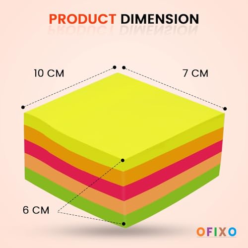 OFIXO 400 Sheets (5 Mix Colors * 80 Sheets Each Color) Fluorescent Paper Self Adhesive Memo Pad Sticky Notes Bookmark Point It Marker Memo Sticker - Image 5