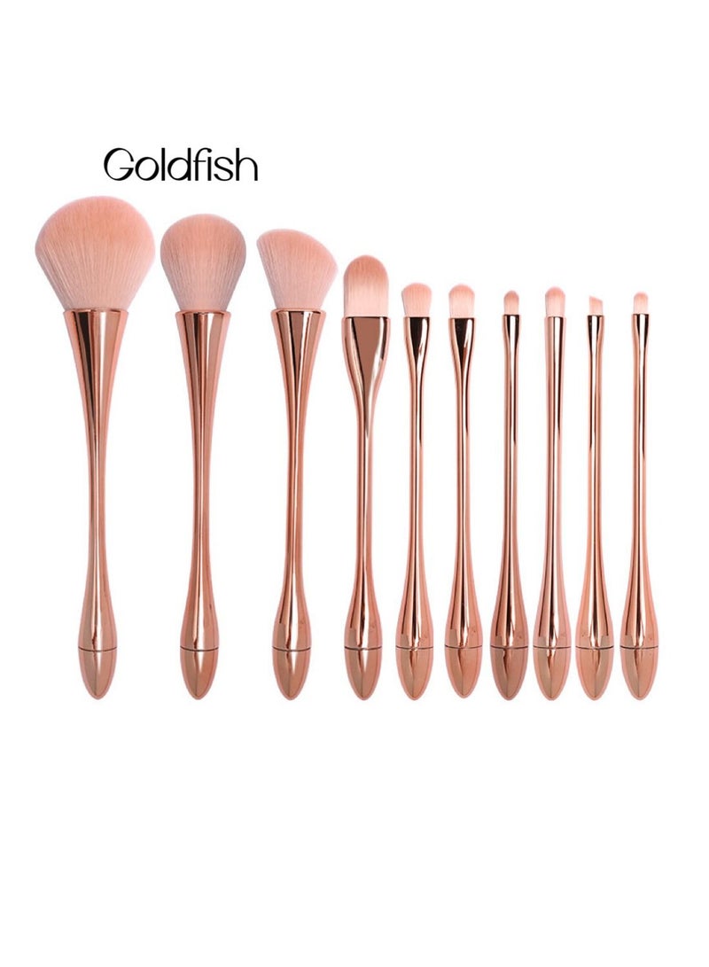 Goldfish 10 Piece Multi-Functional Makeup Brush Set, Gold - Image 4