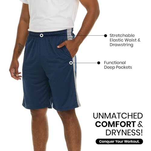 Essential Elements Athletic Shorts for Men - Men's Basketball Shorts - Sports Shorts for Workout, Gym, Running (5 Pack/Set E, 4X-Large) - Image 3
