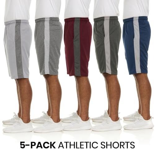 Essential Elements Athletic Shorts for Men - Men's Basketball Shorts - Sports Shorts for Workout, Gym, Running (5 Pack/Set E, 4X-Large) - Image 2