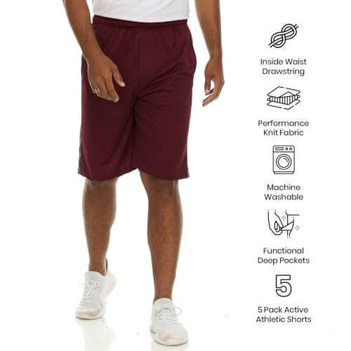 Essential Elements Athletic Shorts for Men - Men's Basketball Shorts - Sports Shorts for Workout, Gym, Running (5 Pack/Set E, 4X-Large) - Image 5