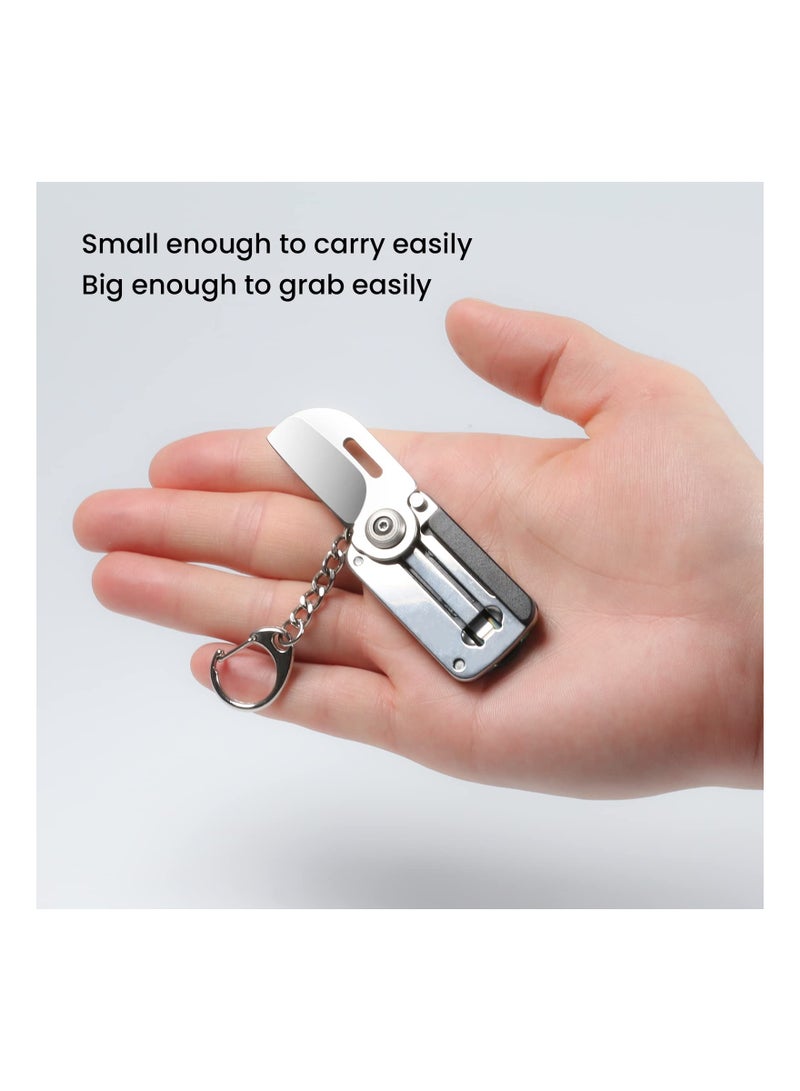SOLARAE Small Pocket Knife, Mini Keychain Knife, Tiny Stainless Steel Folding Knife, 2 PCS Pocket Knife with Keychain, Envelope Opener, Utility Knife, 1.2 Inch Blade, Mini EDC Tool with Screwdriver Bits - Image 5