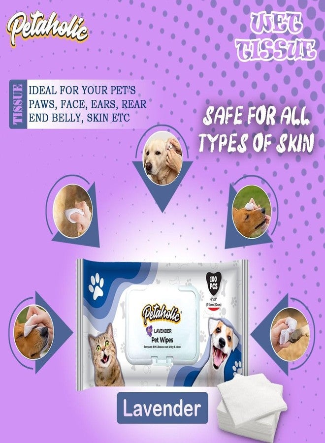 DOGTOWN Petaholic Anti-Bacterial Wet Wipes for Dogs & Cats | Lavender Extract| Cleansing, Deodorising & Grooming Wipes(Pack of 2) - Image 2
