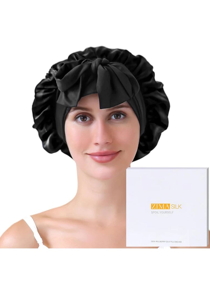 ZIMASILK 22 Momme Silk Sleep Cap with Ice Silk Band  - Image 1