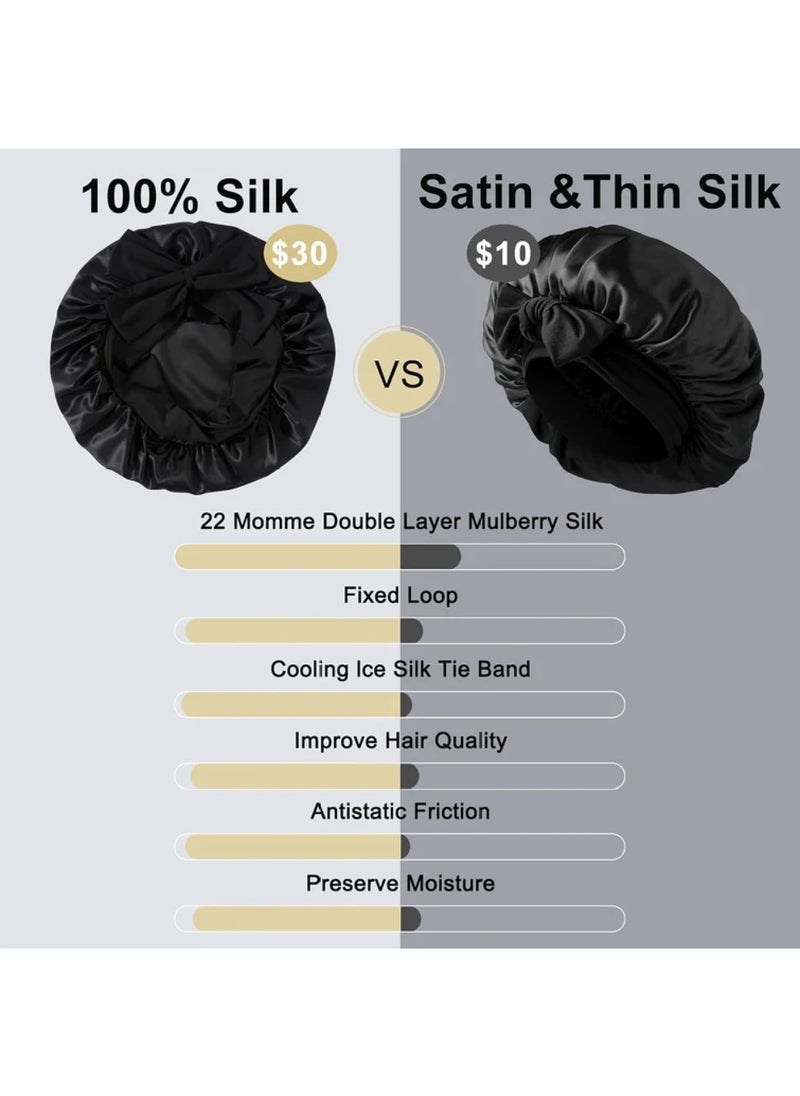 ZIMASILK 22 Momme Silk Sleep Cap with Ice Silk Band  - Image 4