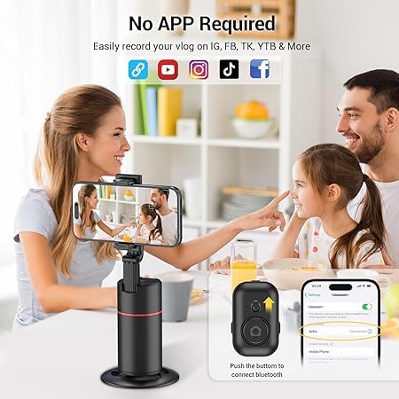 WeFly Mobile Phone Tripod with Automatic Face Tracking, 360° Rotation Tracking Tripod, No App, Selfie Stick Tri/pod with Remote Control and Gesture Control for Vlog/TIK Tok Live Video Recording - Image 3