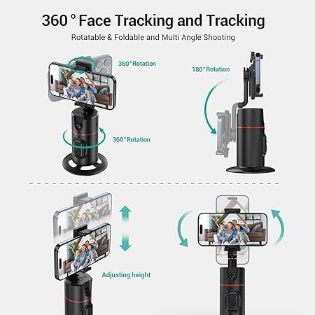 WeFly Mobile Phone Tripod with Automatic Face Tracking, 360° Rotation Tracking Tripod, No App, Selfie Stick Tri/pod with Remote Control and Gesture Control for Vlog/TIK Tok Live Video Recording - Image 5