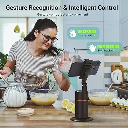 WeFly Mobile Phone Tripod with Automatic Face Tracking, 360° Rotation Tracking Tripod, No App, Selfie Stick Tri/pod with Remote Control and Gesture Control for Vlog/TIK Tok Live Video Recording - Image 4