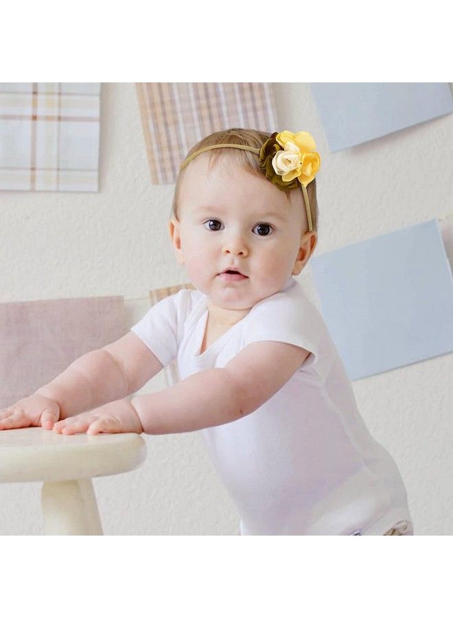 Cinaci 18 Pack Handmade Colorful Daisy Rose Flower Hair Bows Chiffon Flowers Baby Headbands Floral Bow Elastic Stretchy Nylon Hair Bands Accessories For Baby Girls Newborns Infants Toddlers Kids Teens - Image 5