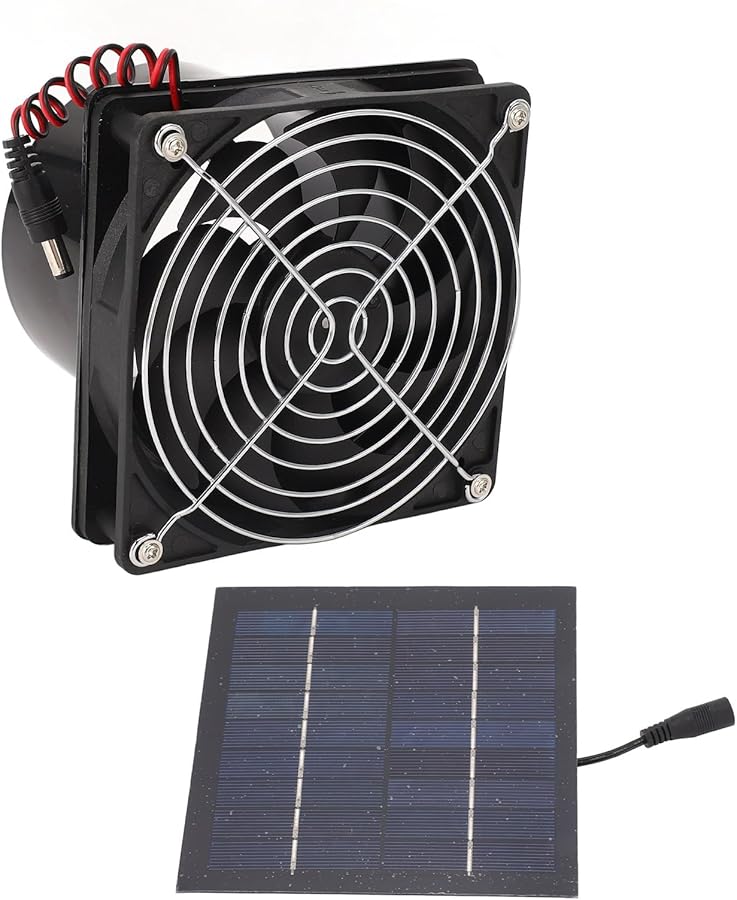 مروحة شفط شمسية بلوحة قوية لتهوية مطبخ الدفيئة من مادة ABS - Image 3