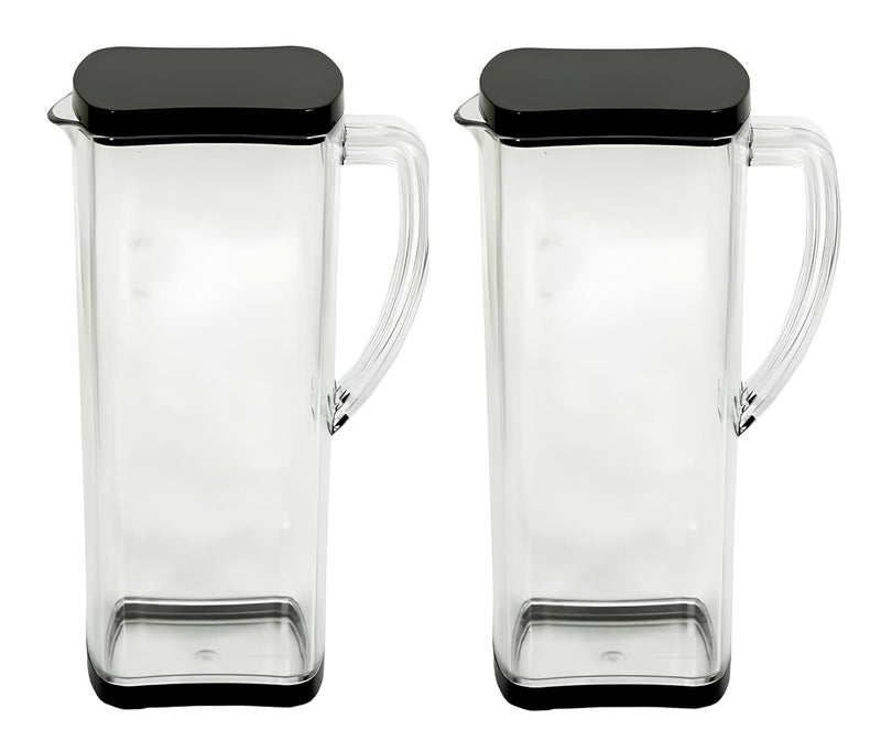 Sleek Design Plastic Carafe - 2L Square Water Jug Square Water Pitcher - 2000 ml