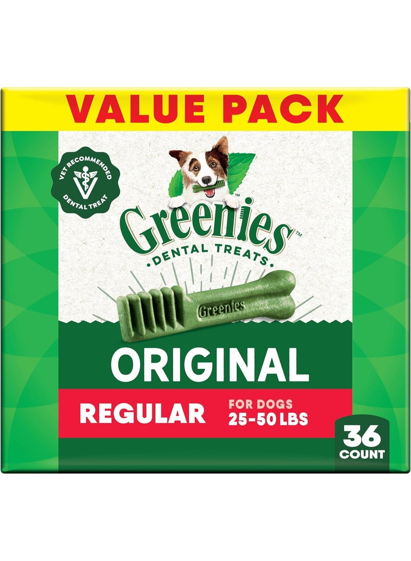 Greenies Veterinarian-Recommended Adult Natural Dental Dog Treats Regular Size, Original Flavor, 36 oz. Pack, 36 Count - Image 1