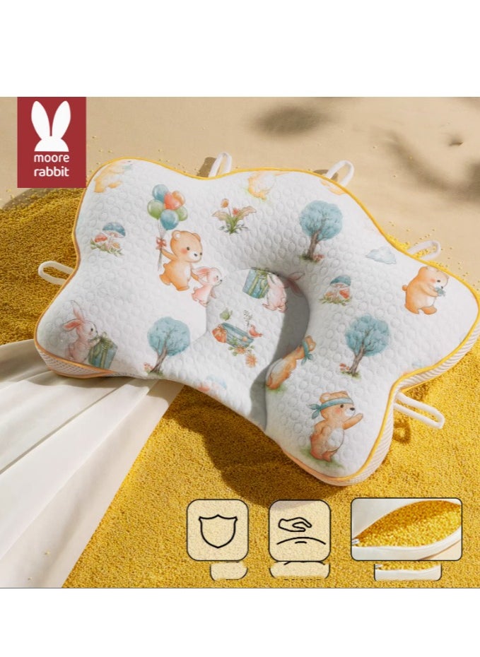 Moore Rabbit 7A Antibacterial Maternal and Child Grade Shaped Pillow Round Head Shaped Pillow for Babies and Infants  - Image 1