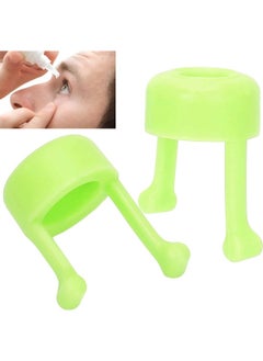 Eye Drop Guide, 2pcs Portable Eyedrop Guide, Help Applicator Practical Eye Drop Bottle Holder Bracket Device, Dispenser Easier Eye Drop, Suitable with Most Eye Drop Bottles(Green)
